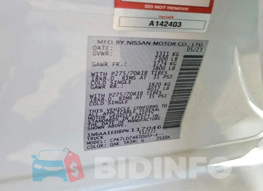 1N6AA1ED8PN117046 Photo# 13