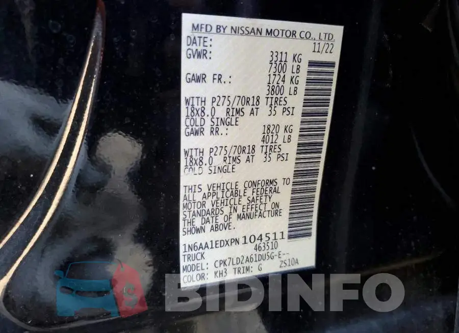 1N6AA1EDXPN104511 Photo# 12