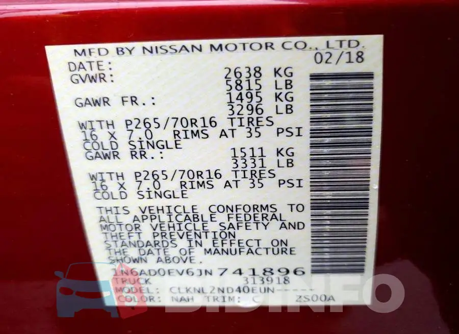 1N6AD0EV6JN741896 Photo# 12