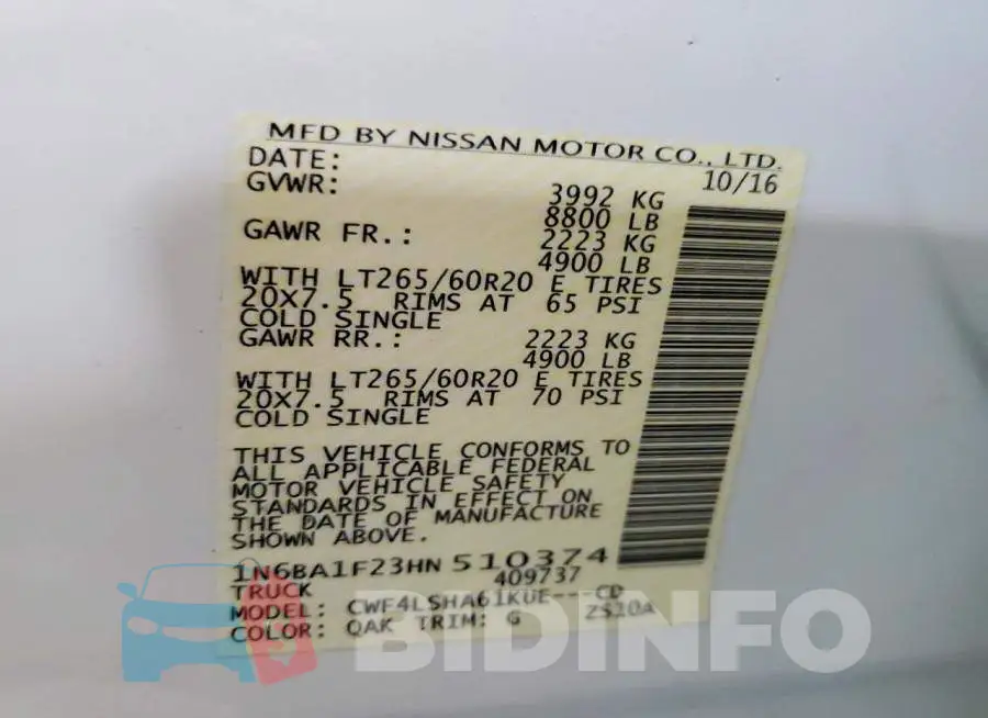 1N6BA1F23HN510374 Photo# 12