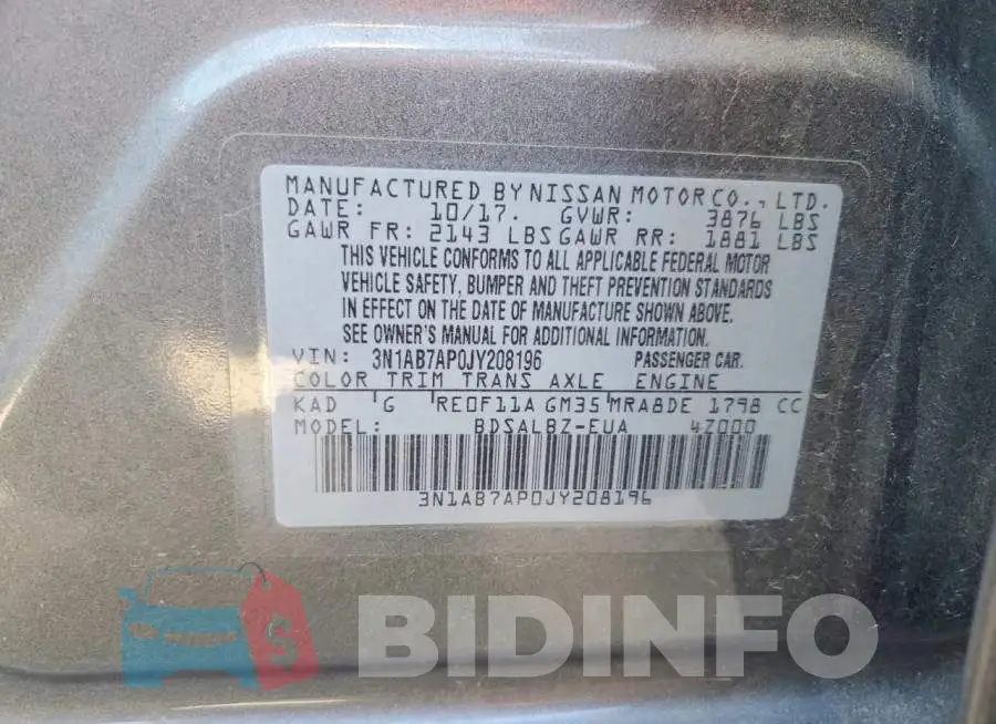 3N1AB7AP0JY208196 Photo# 13