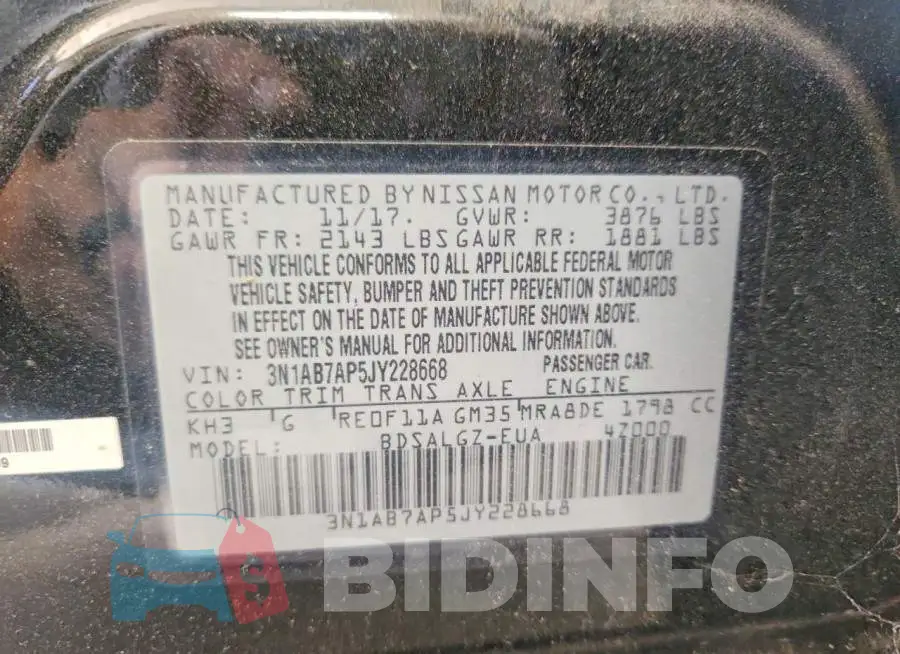 3N1AB7AP5JY228668 Photo# 13