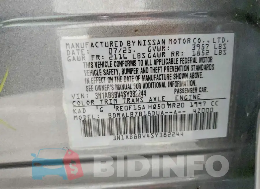 3N1AB8BV4SY382244 Photo# 12