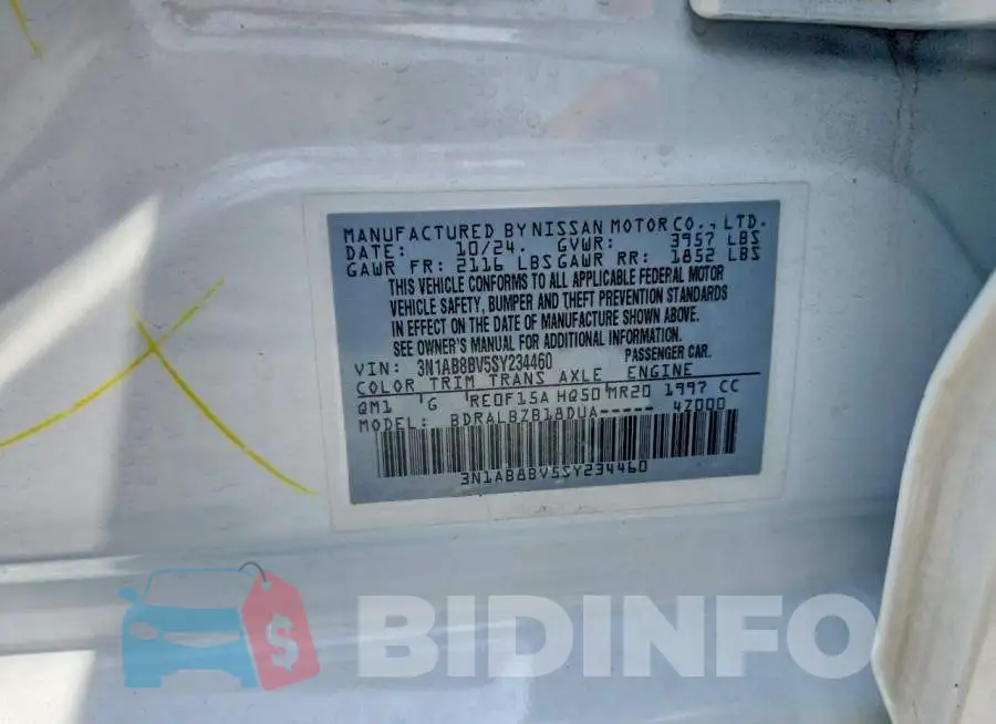 3N1AB8BV5SY234460 Photo# 12