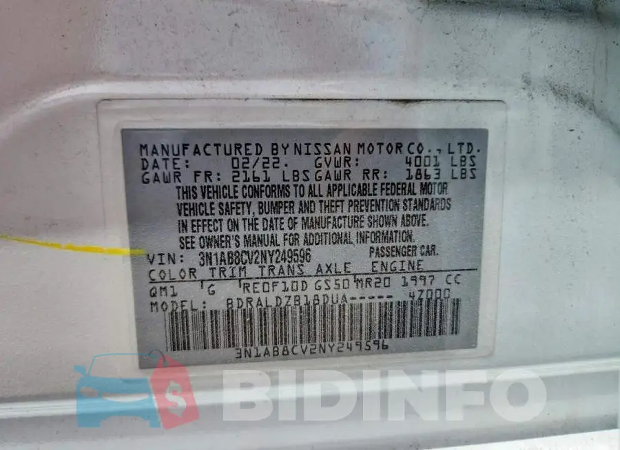 3N1AB8CV2NY249596 Photo# 13