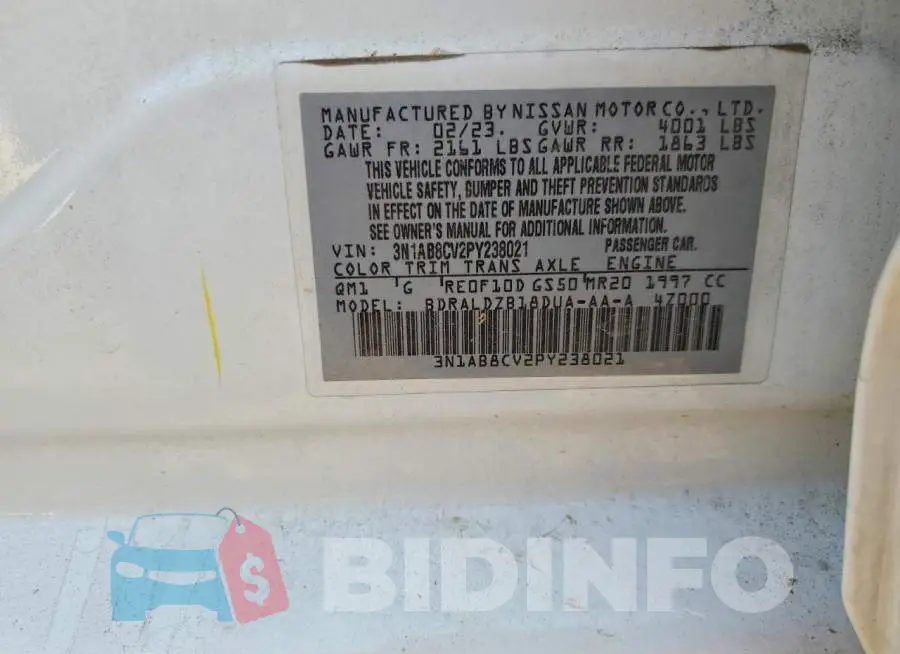 3N1AB8CV2PY238021 Photo# 12