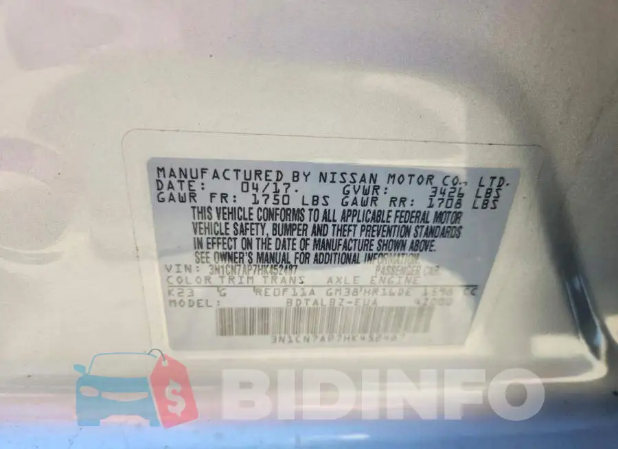 3N1CN7AP7HK452487 Photo# 12