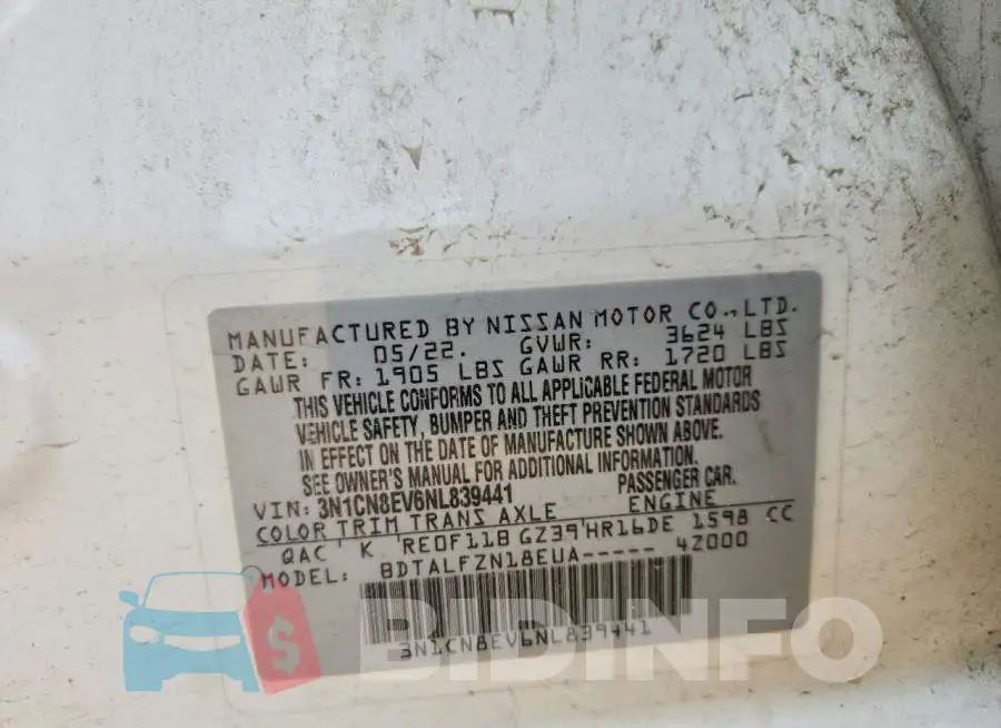 3N1CN8EV6NL839441 Photo# 13