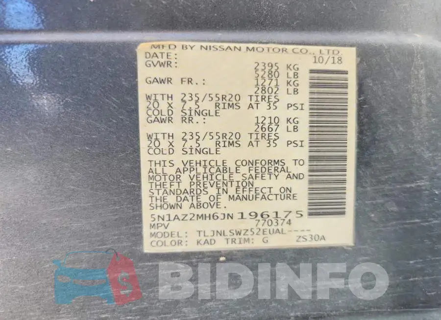 5N1AZ2MH6JN196175 Photo# 13