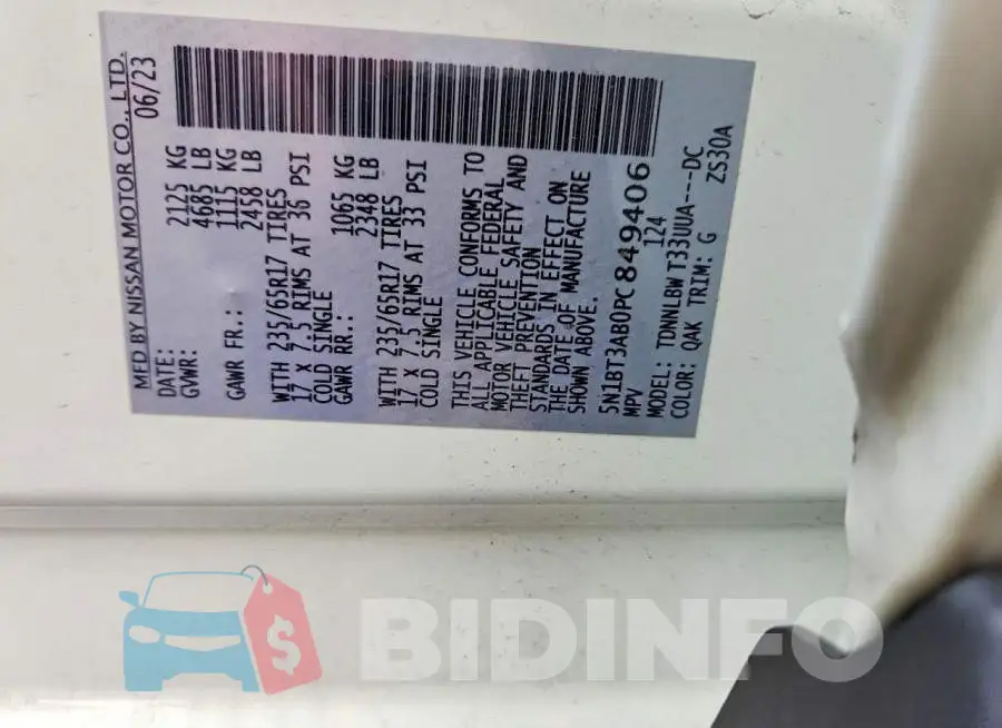 5N1BT3AB0PC849406 Photo# 13