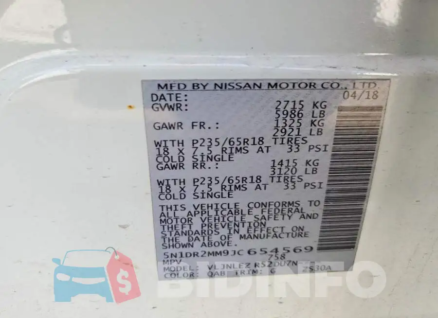 5N1DR2MM9JC654569 Photo# 13