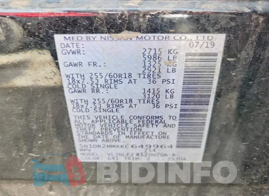 5N1DR2MMXKC649964 Photo# 13