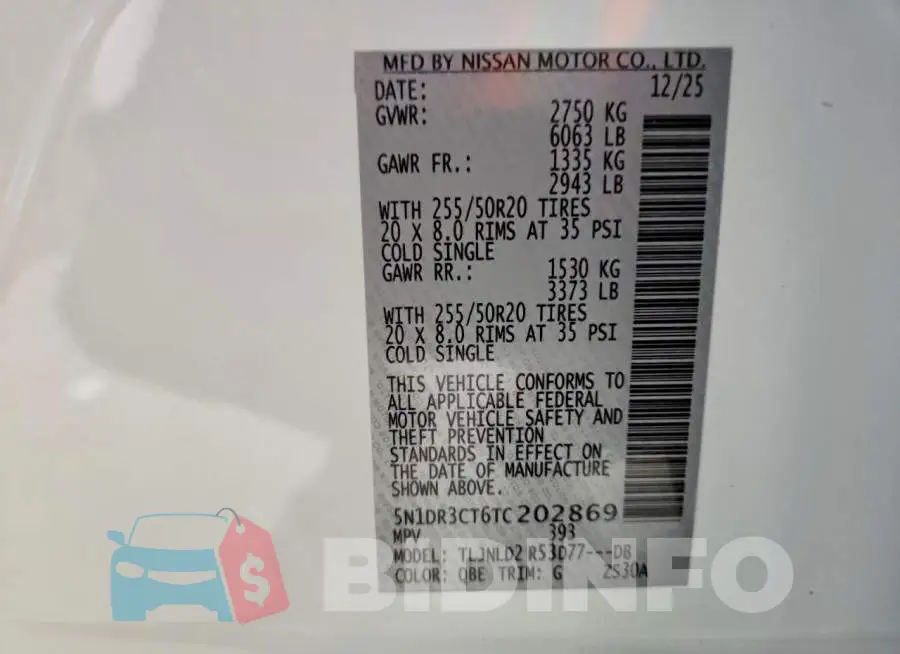 5N1DR3CT6TC202869 Photo# 12
