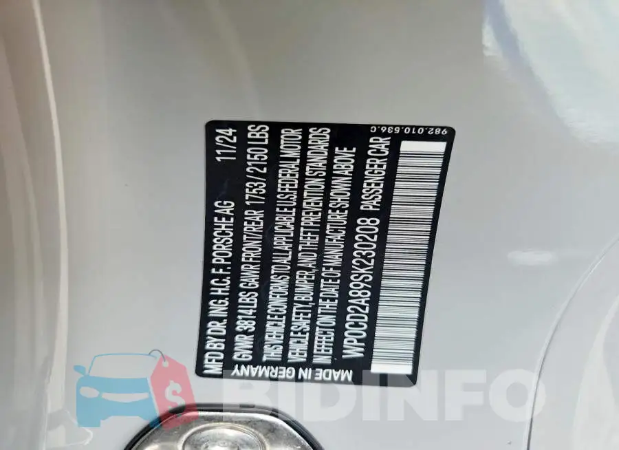 WP0CD2A89SK230208 Photo# 12