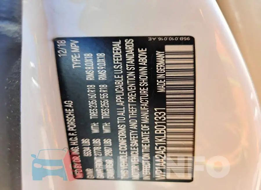 WP1AA2A51KLB01331 Photo# 13