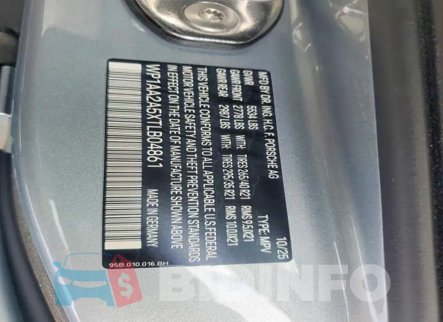 WP1AA2A5XTLB04861 Photo# 13
