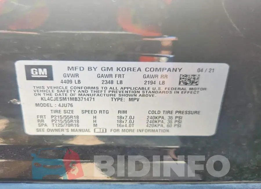 KL4CJESM1MB371471 Photo# 13