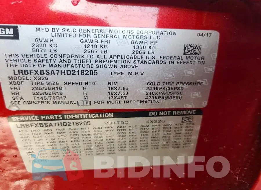 LRBFXBSA7HD218205 Photo# 14