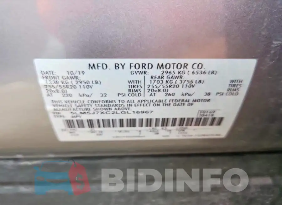 5LM5J7XC2LGL16967 Photo# 13