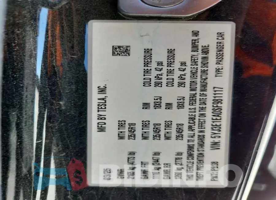5YJ3E1EA0SF981117 Photo# 13