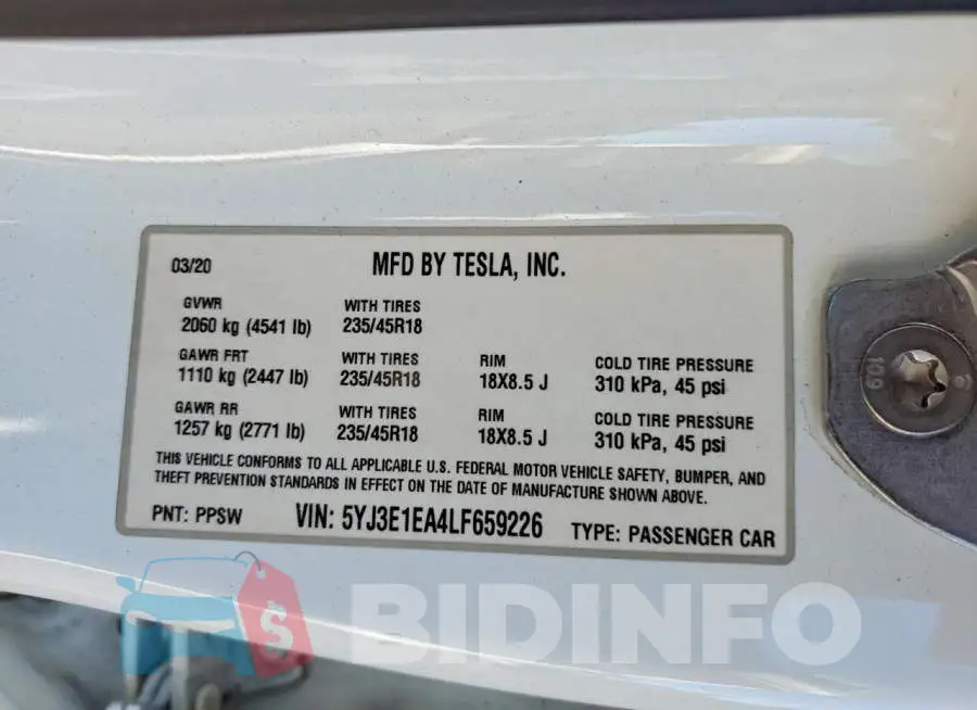 5YJ3E1EA4LF659226 Photo# 12