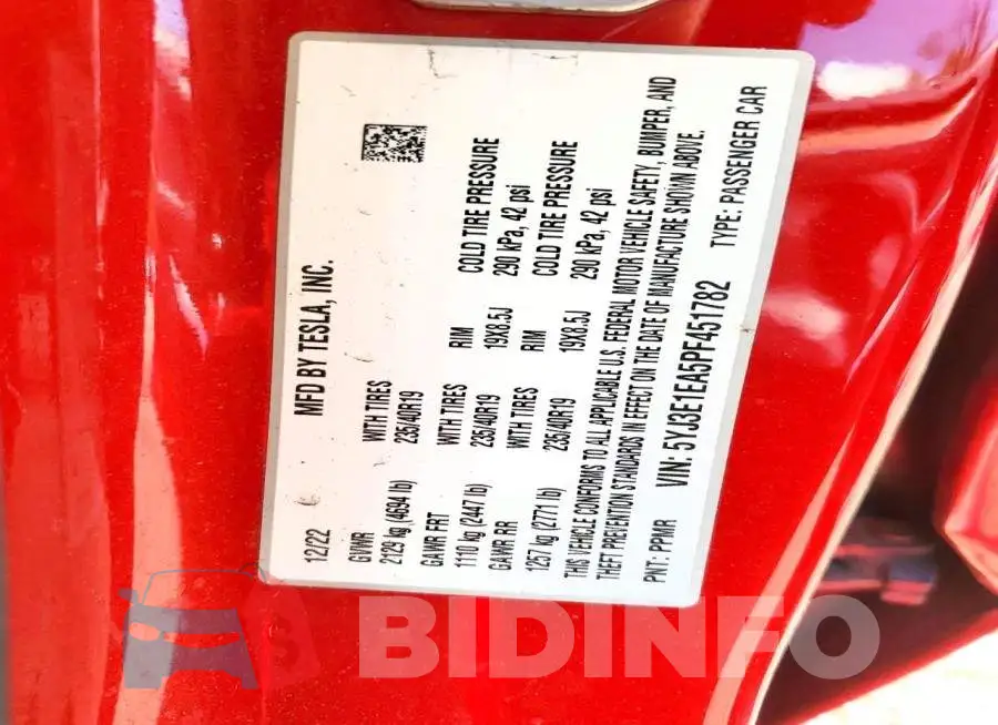 5YJ3E1EA5PF451782 Photo# 12