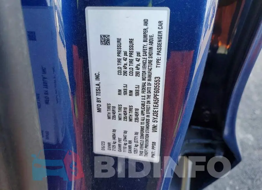 5YJ3E1EA5PF605553 Photo# 13