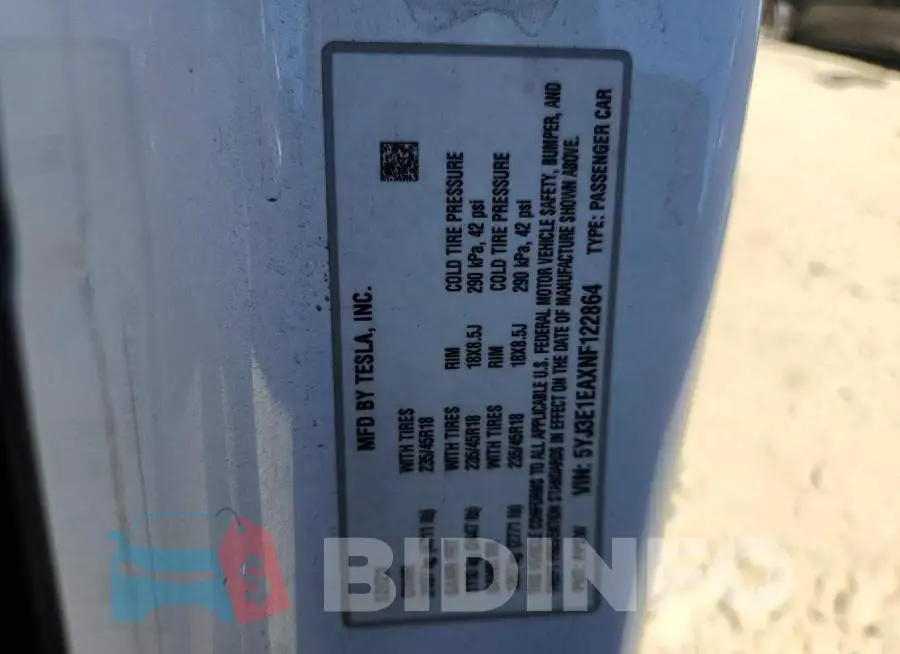 5YJ3E1EAXNF122864 Photo# 13