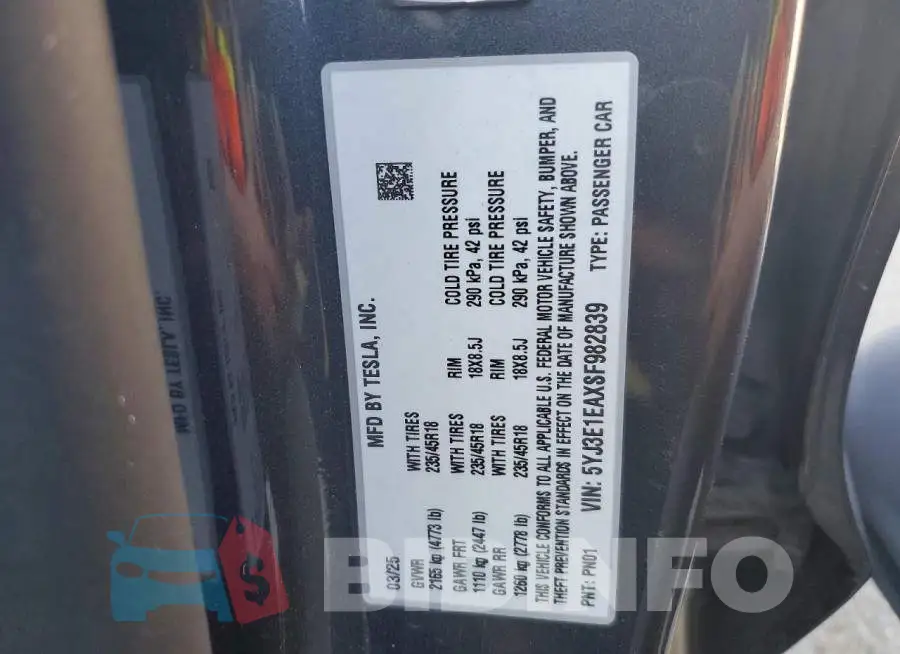 5YJ3E1EAXSF982839 Photo# 12