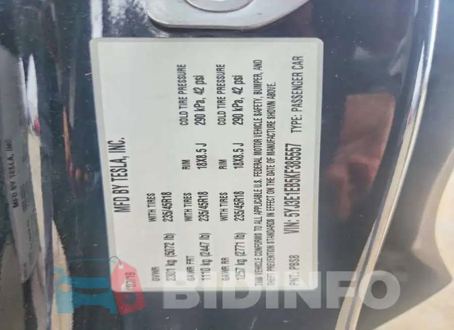 5YJ3E1EB5KF385557 Photo# 12