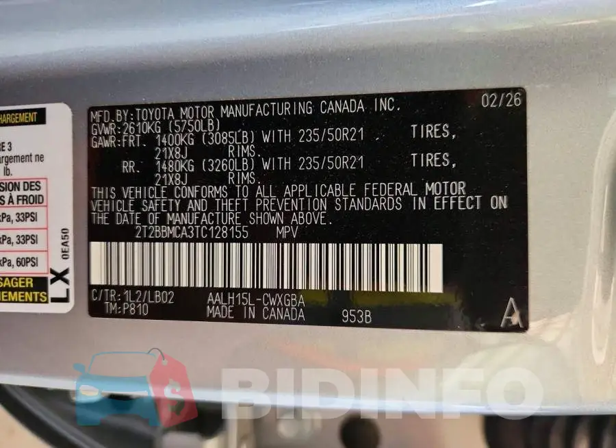 2T2BBMCA3TC128155 Photo# 13