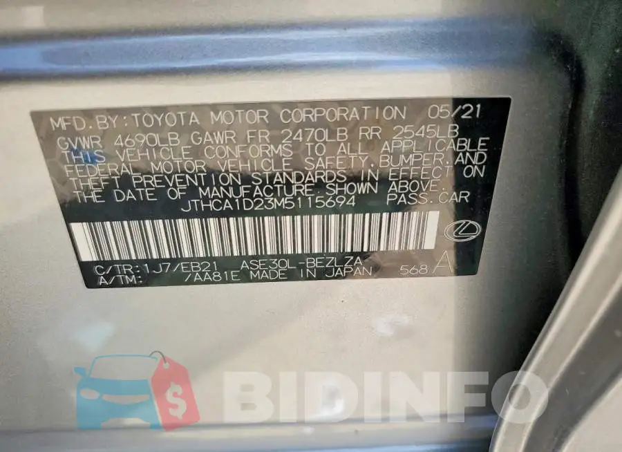 JTHCA1D23M5115694 Photo# 12