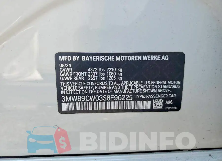 3MW89CW03S8E96225 Photo# 12