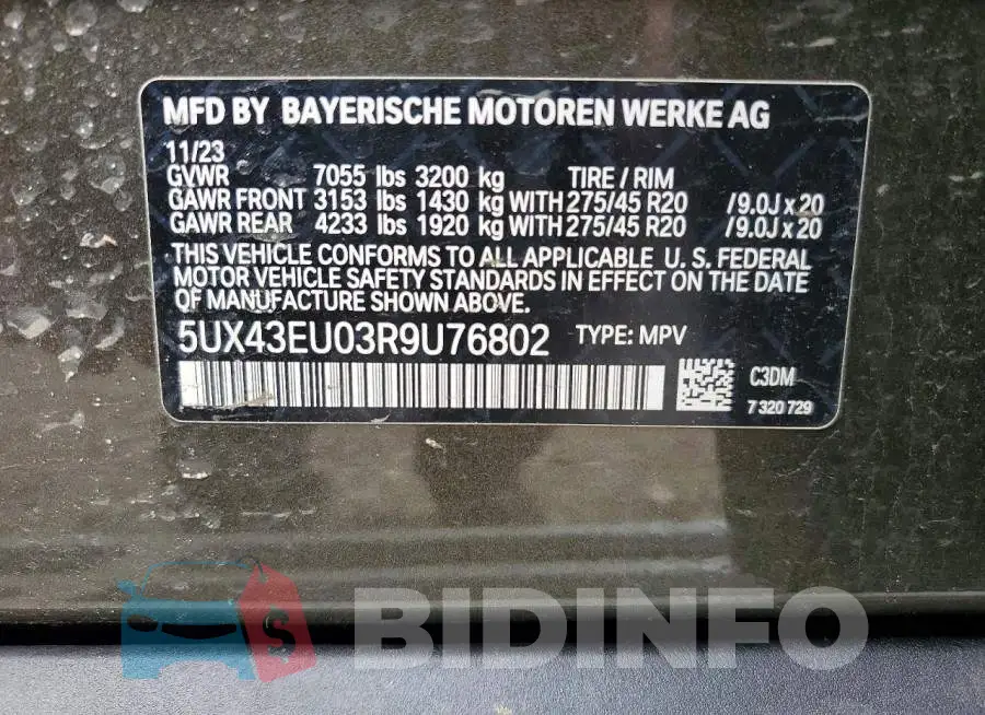 5UX43EU03R9U76802 Photo# 12