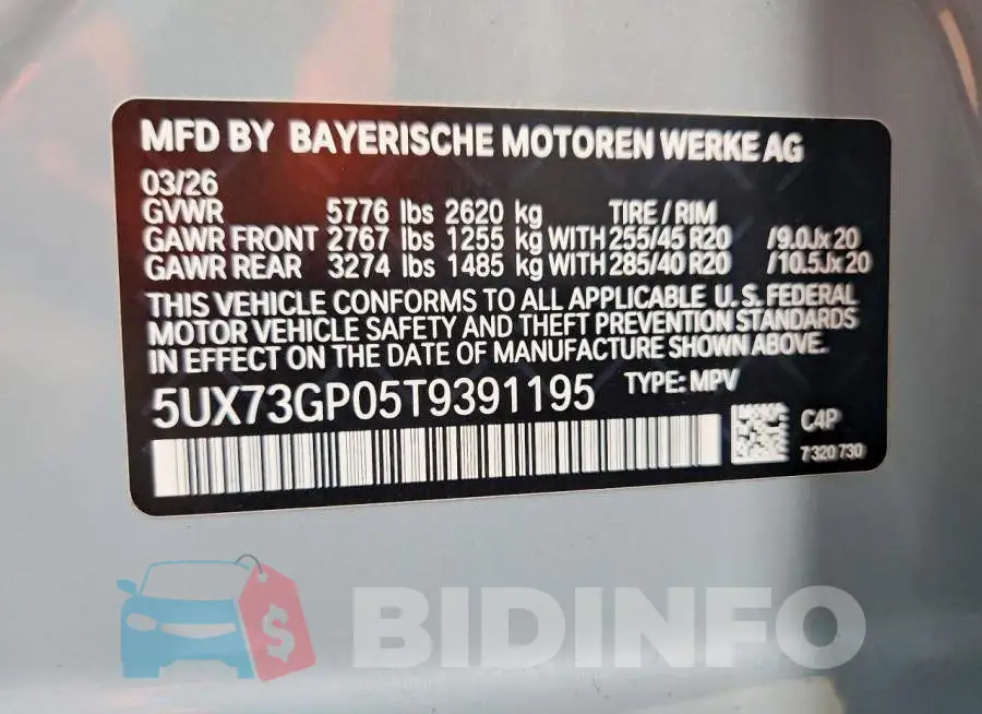 5UX73GP05T9391195 Photo# 13
