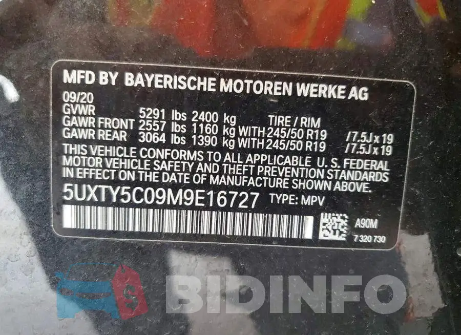 5UXTY5C09M9E16727 Photo# 13