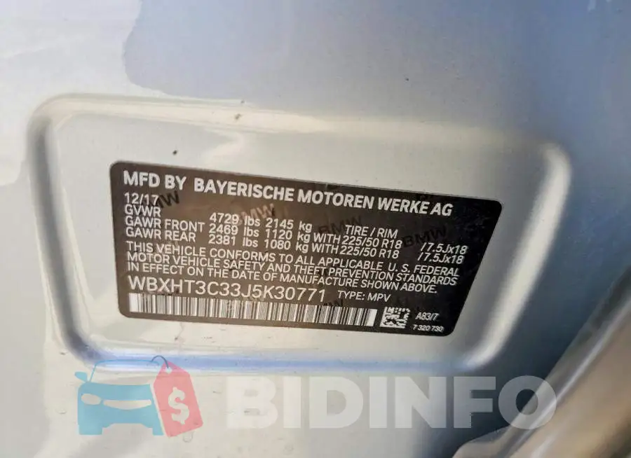 WBXHT3C33J5K30771 Photo# 13