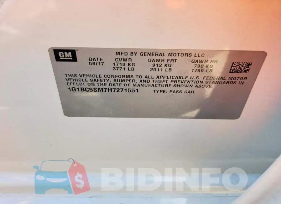 1G1BC5SM7H7271551 Photo# 12