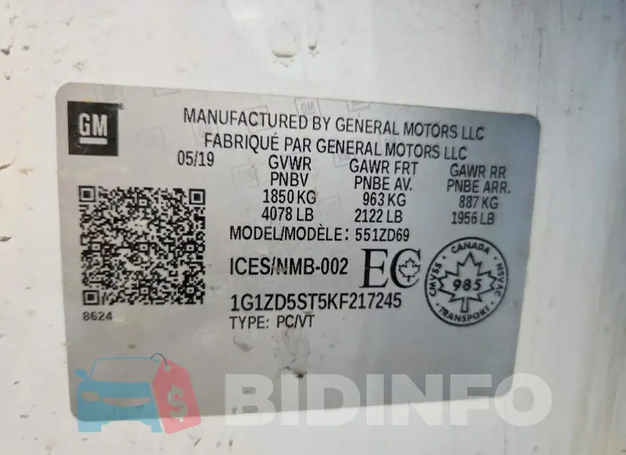 1G1ZD5ST5KF217245 Photo# 12