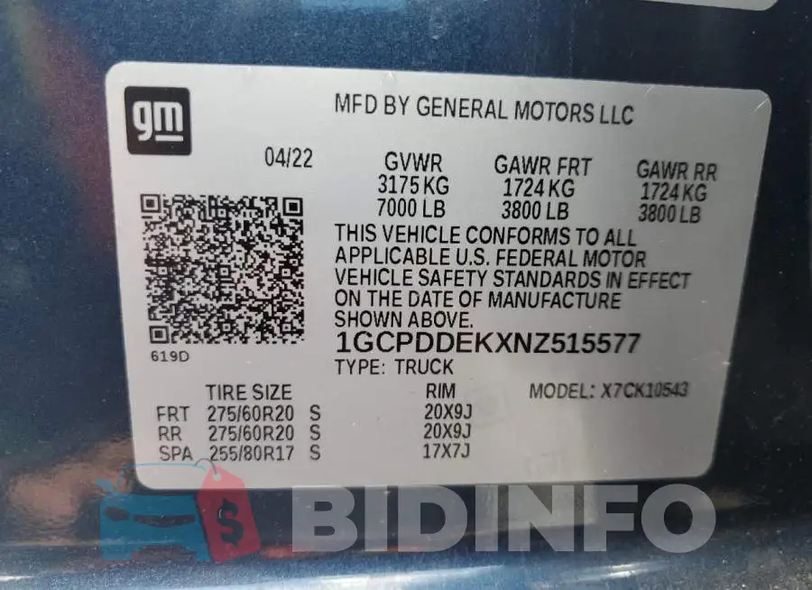 1GCPDDEKXNZ515577 Photo# 13