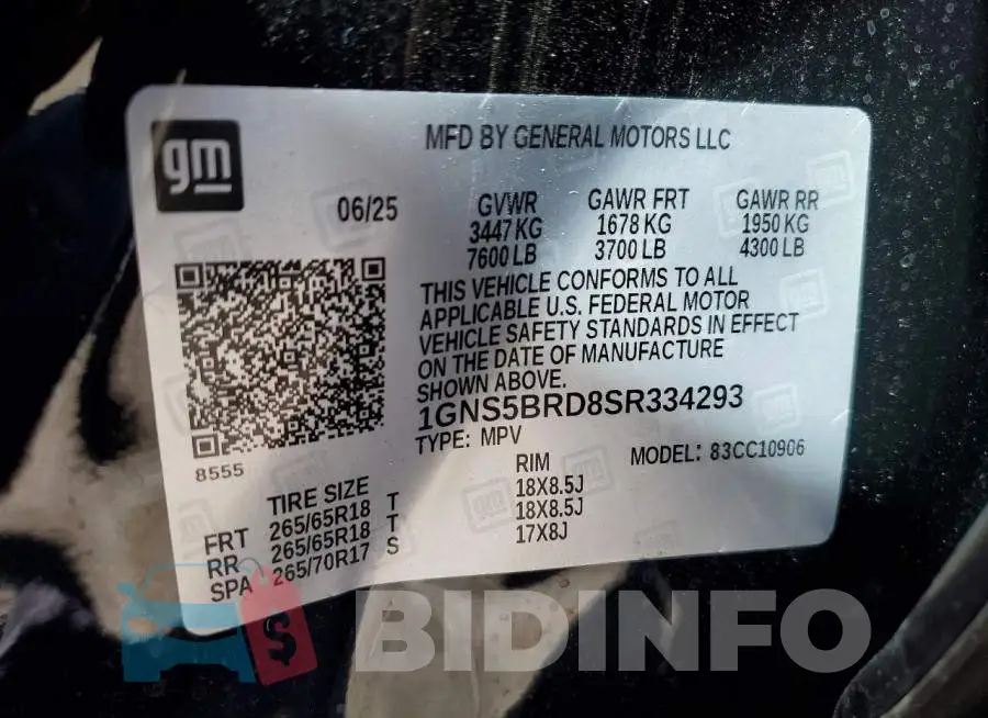 1GNS5BRD8SR334293 Photo# 12