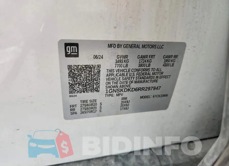 1GNSKDKD6RR297947 Photo# 13