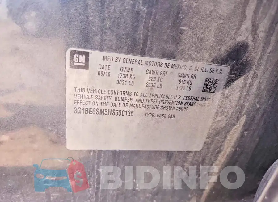 3G1BE6SM5HS530135 Photo# 12