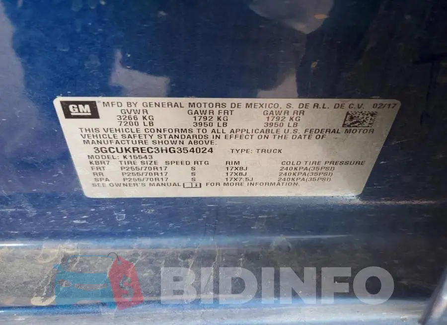 3GCUKREC3HG354024 Photo# 12
