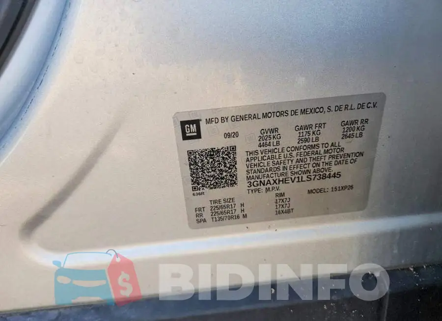 3GNAXHEV1LS738445 Photo# 12