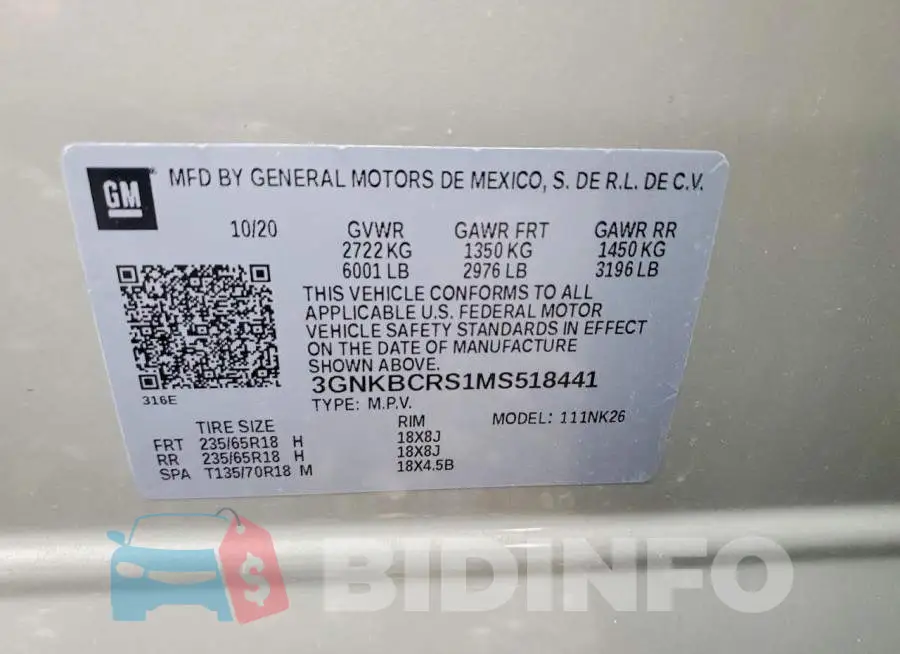 3GNKBCRS1MS518441 Photo# 12