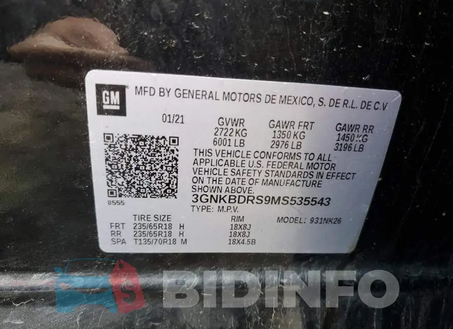 3GNKBDRS9MS535543 Photo# 13