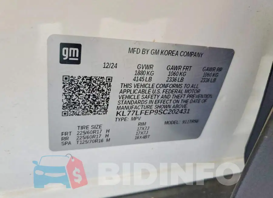 KL77LFEP9SC202431 Photo# 13