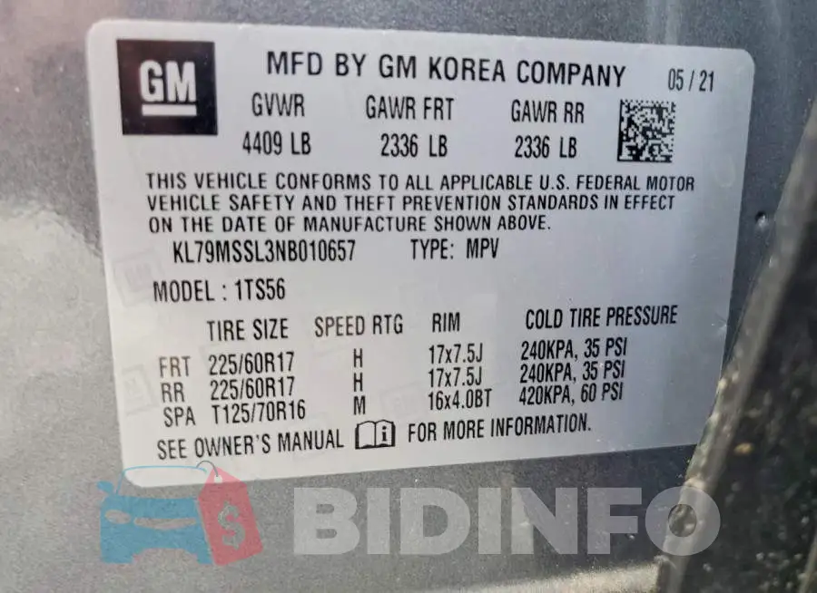 KL79MSSL3NB010657 Photo# 13