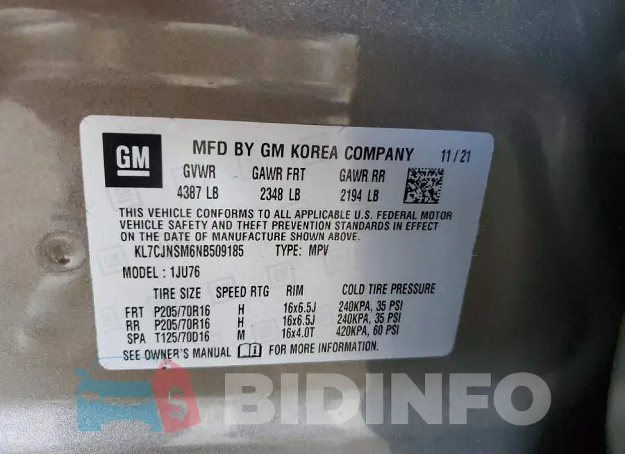 KL7CJNSM6NB509185 Photo# 13